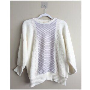 Vintage metallic knit scallop trim neckline sweater